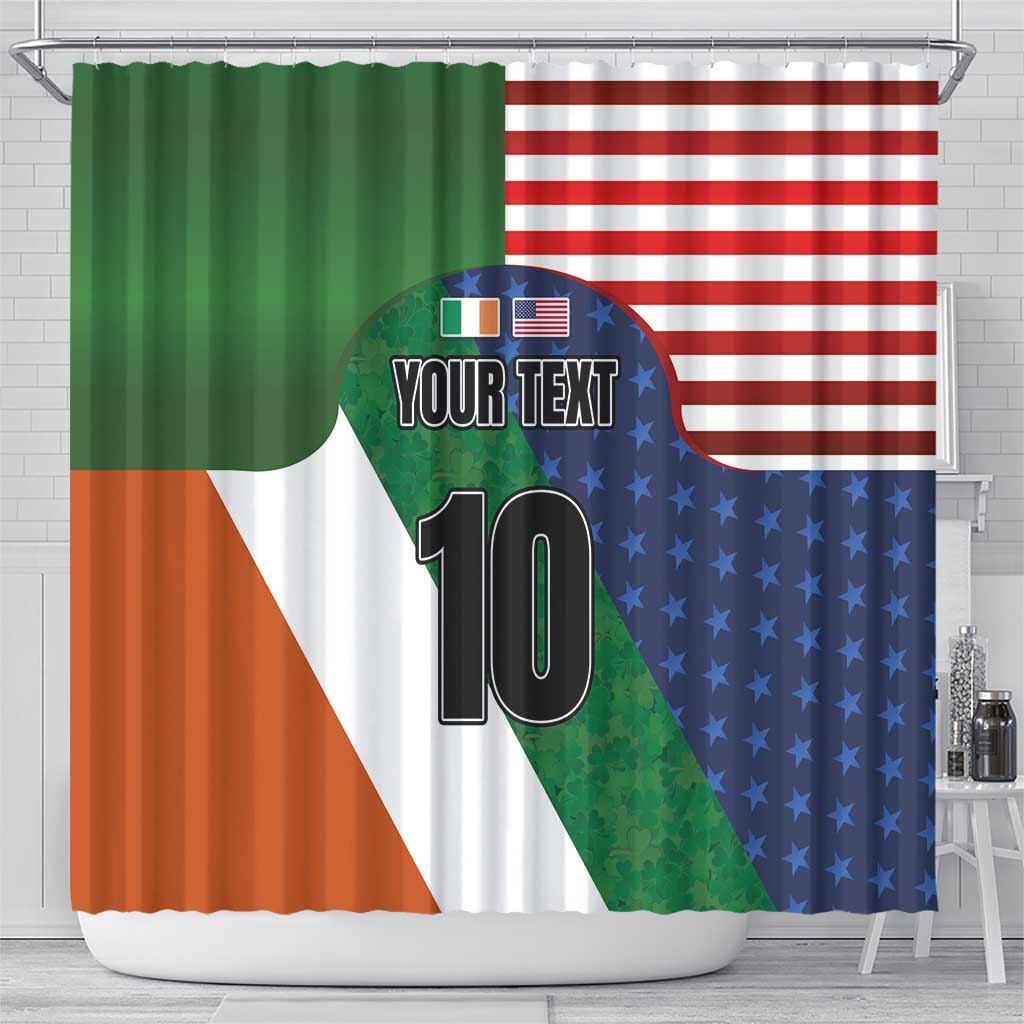 Custom Ireland and United States Shower Curtain Shamrocks and American Flag Style LT03