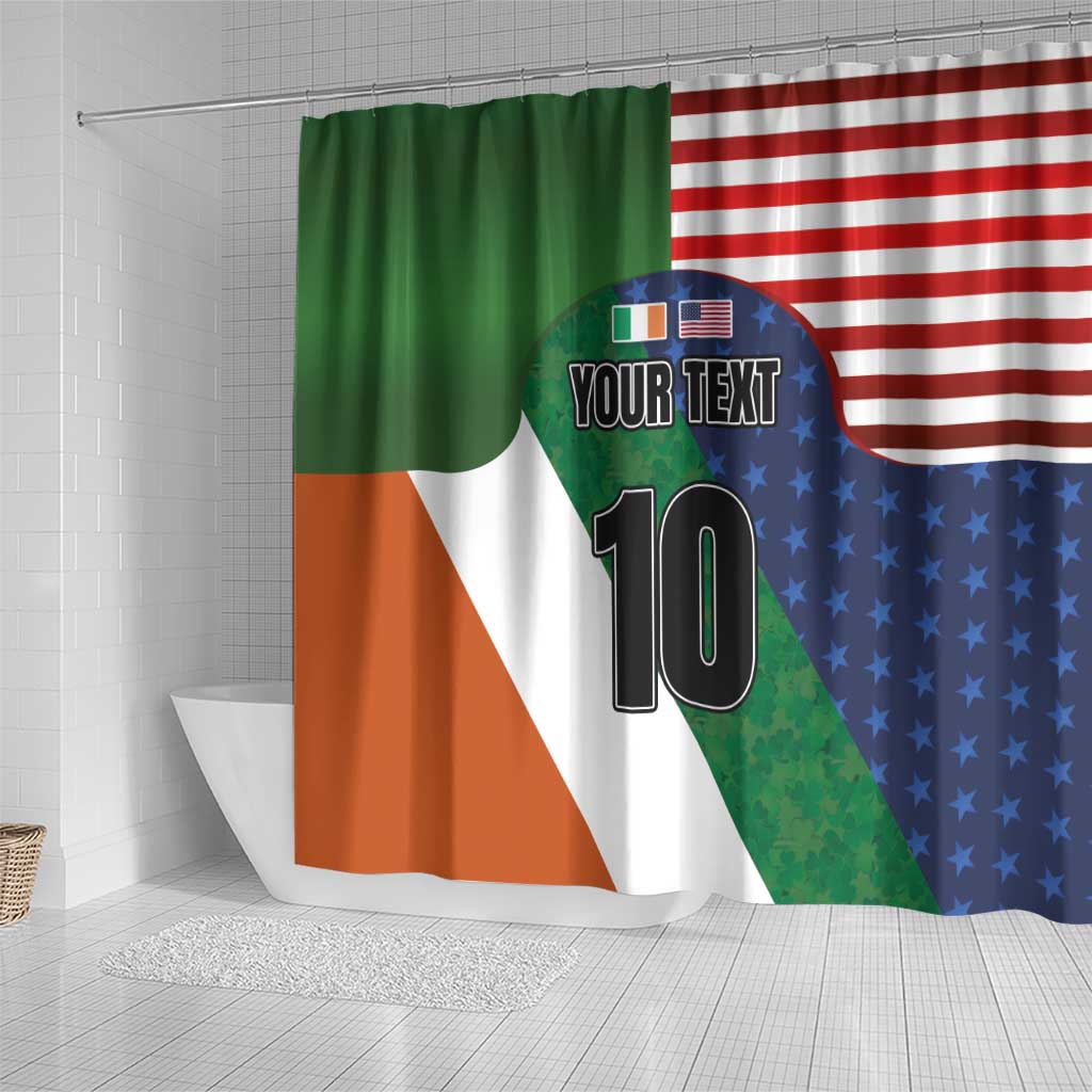 Custom Ireland and United States Shower Curtain Shamrocks and American Flag Style LT03