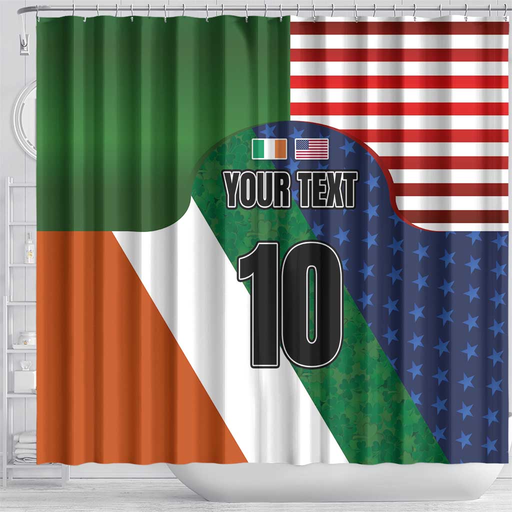 Custom Ireland and United States Shower Curtain Shamrocks and American Flag Style LT03