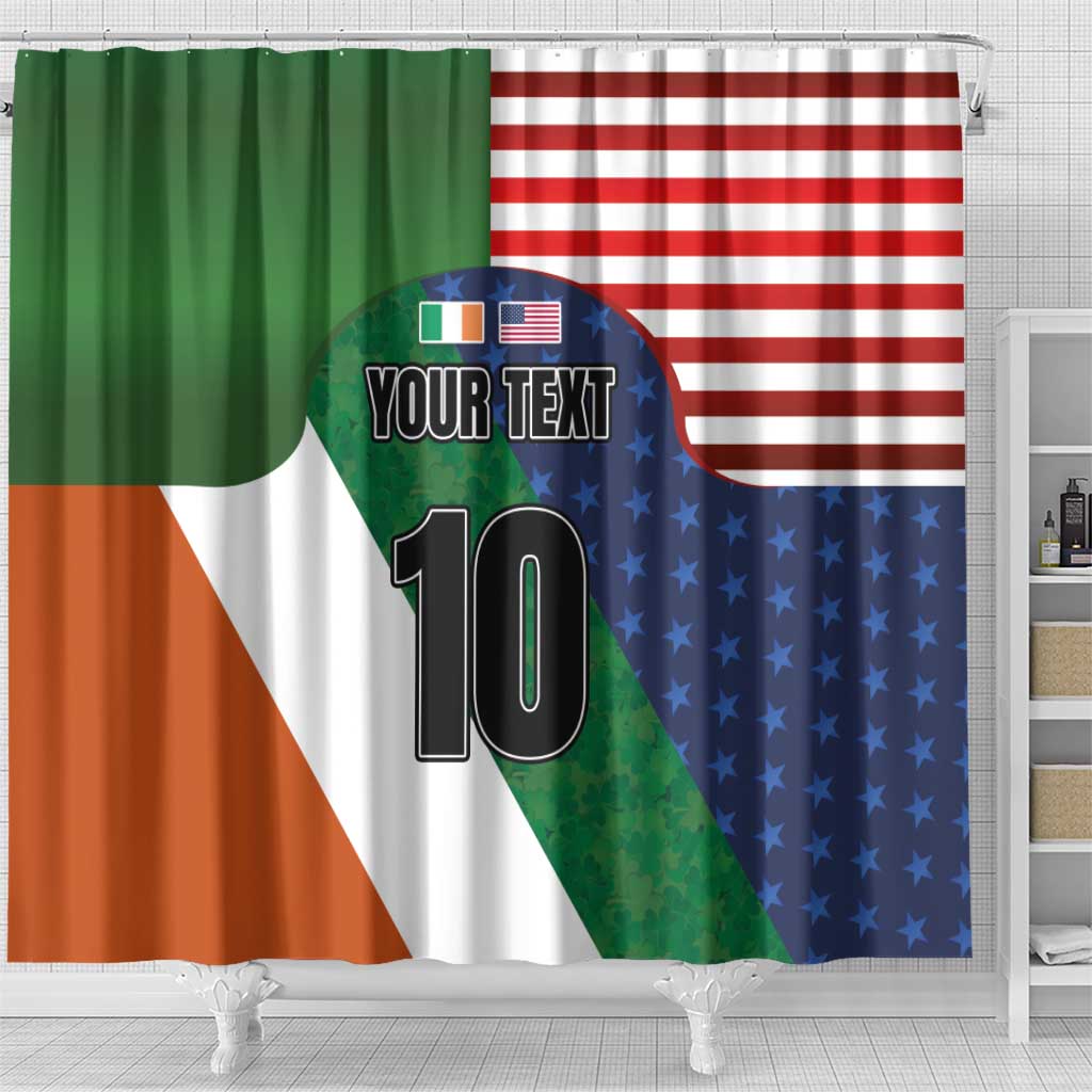 Custom Ireland and United States Shower Curtain Shamrocks and American Flag Style LT03