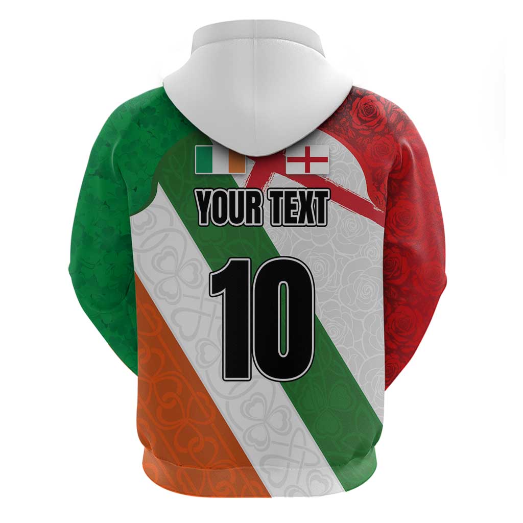 Custom Ireland and England Hoodie Celtic Shanrocks and Roses with Red Cross LT03