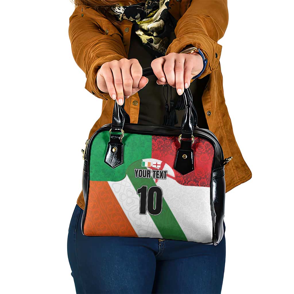 Custom Ireland and England Shoulder Handbag Celtic Shanrocks and Roses with Red Cross LT03