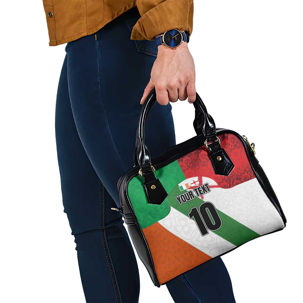 Custom Ireland and England Shoulder Handbag Celtic Shanrocks and Roses with Red Cross LT03