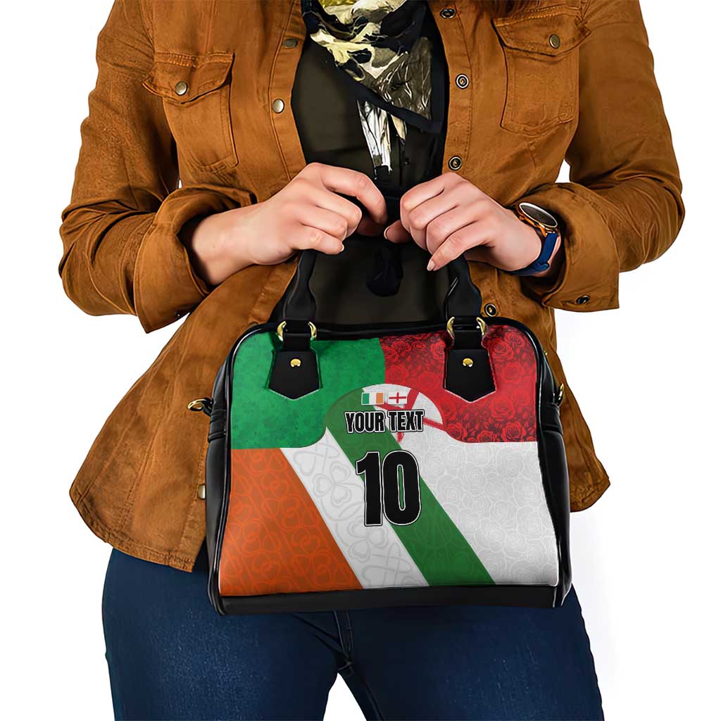 Custom Ireland and England Shoulder Handbag Celtic Shanrocks and Roses with Red Cross LT03
