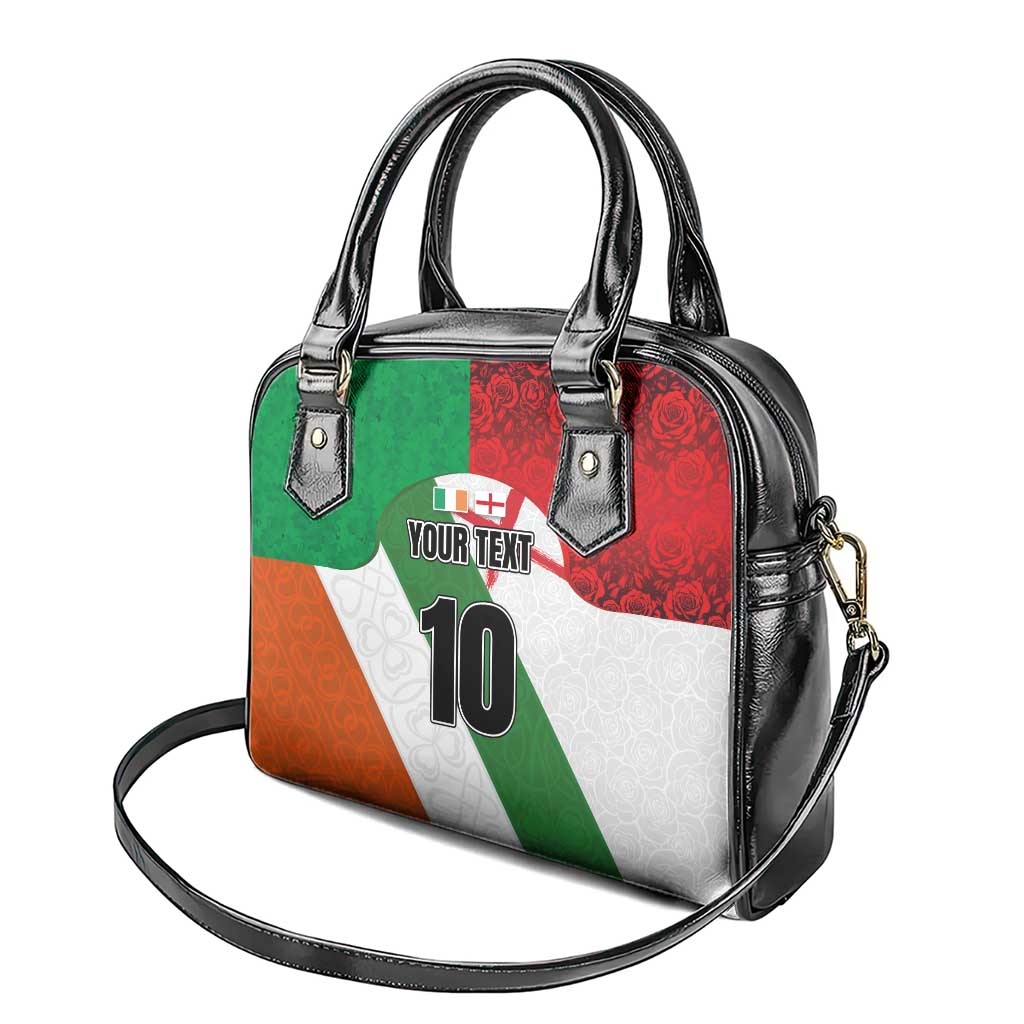 Custom Ireland and England Shoulder Handbag Celtic Shanrocks and Roses with Red Cross LT03