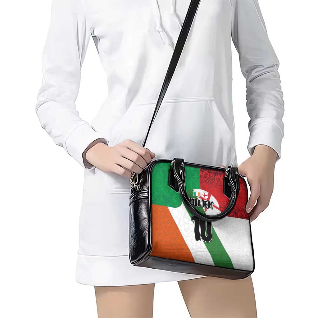 Custom Ireland and England Shoulder Handbag Celtic Shanrocks and Roses with Red Cross LT03