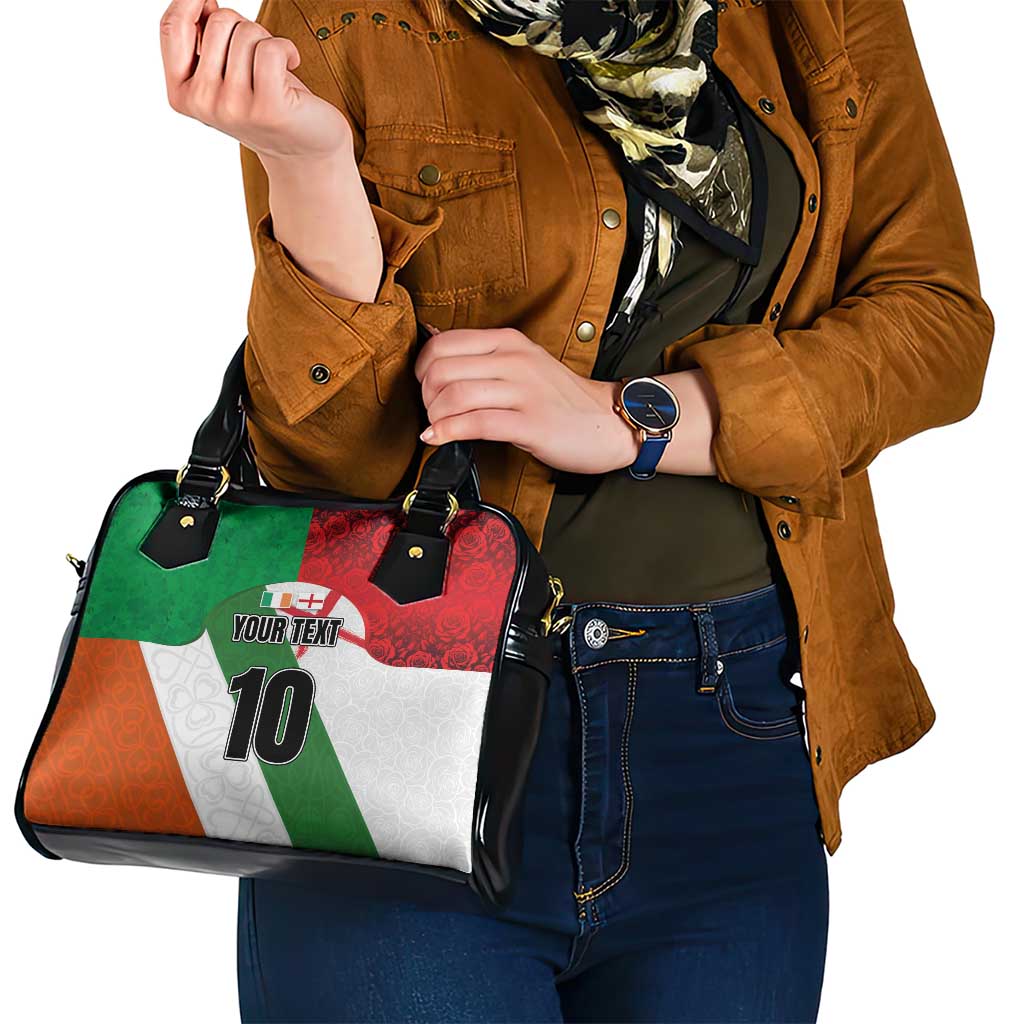 Custom Ireland and England Shoulder Handbag Celtic Shanrocks and Roses with Red Cross LT03