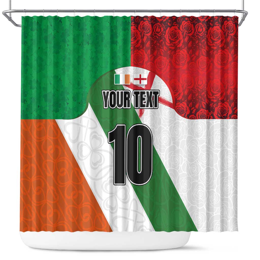 Custom Ireland and England Shower Curtain Celtic Shanrocks and Roses with Red Cross LT03