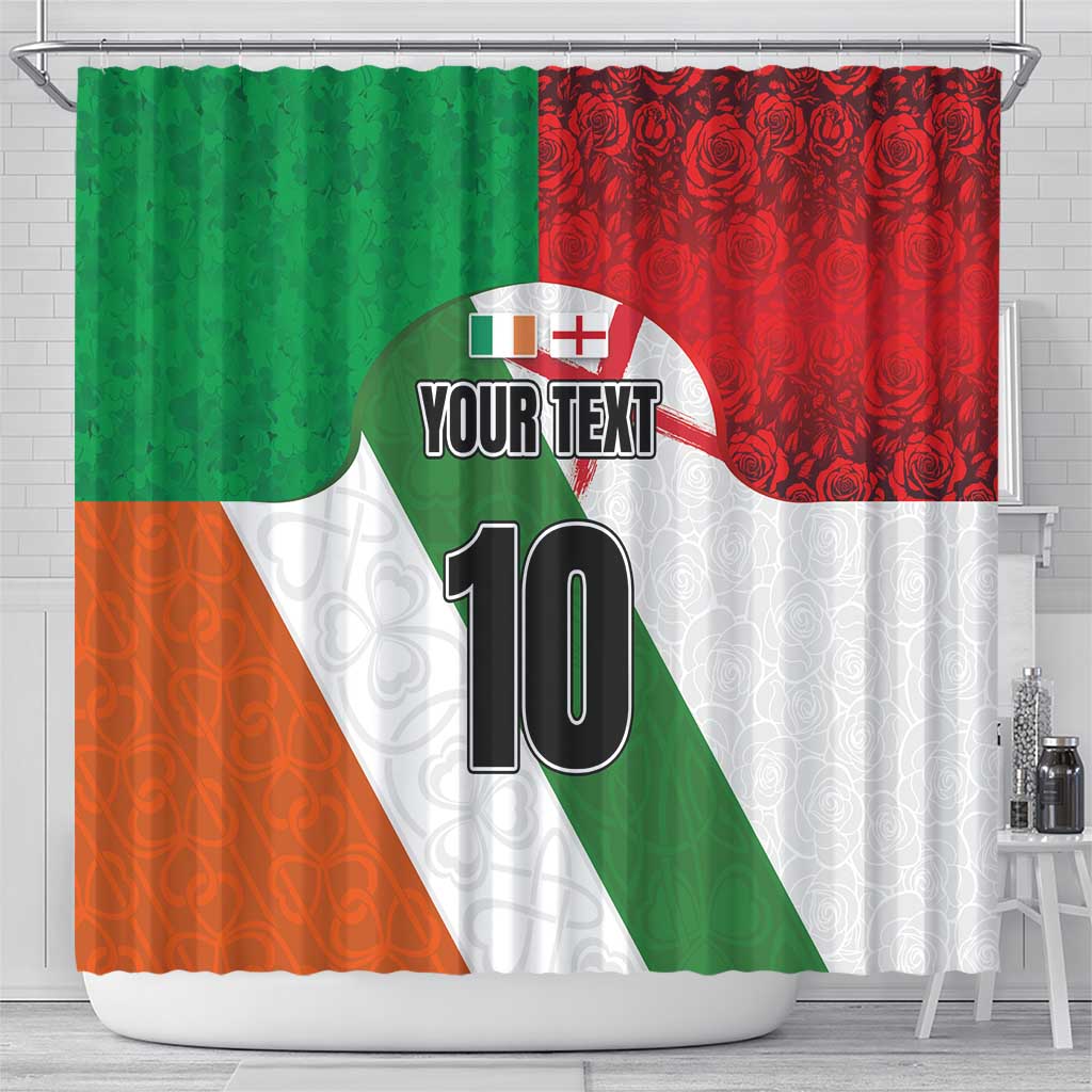 Custom Ireland and England Shower Curtain Celtic Shanrocks and Roses with Red Cross LT03
