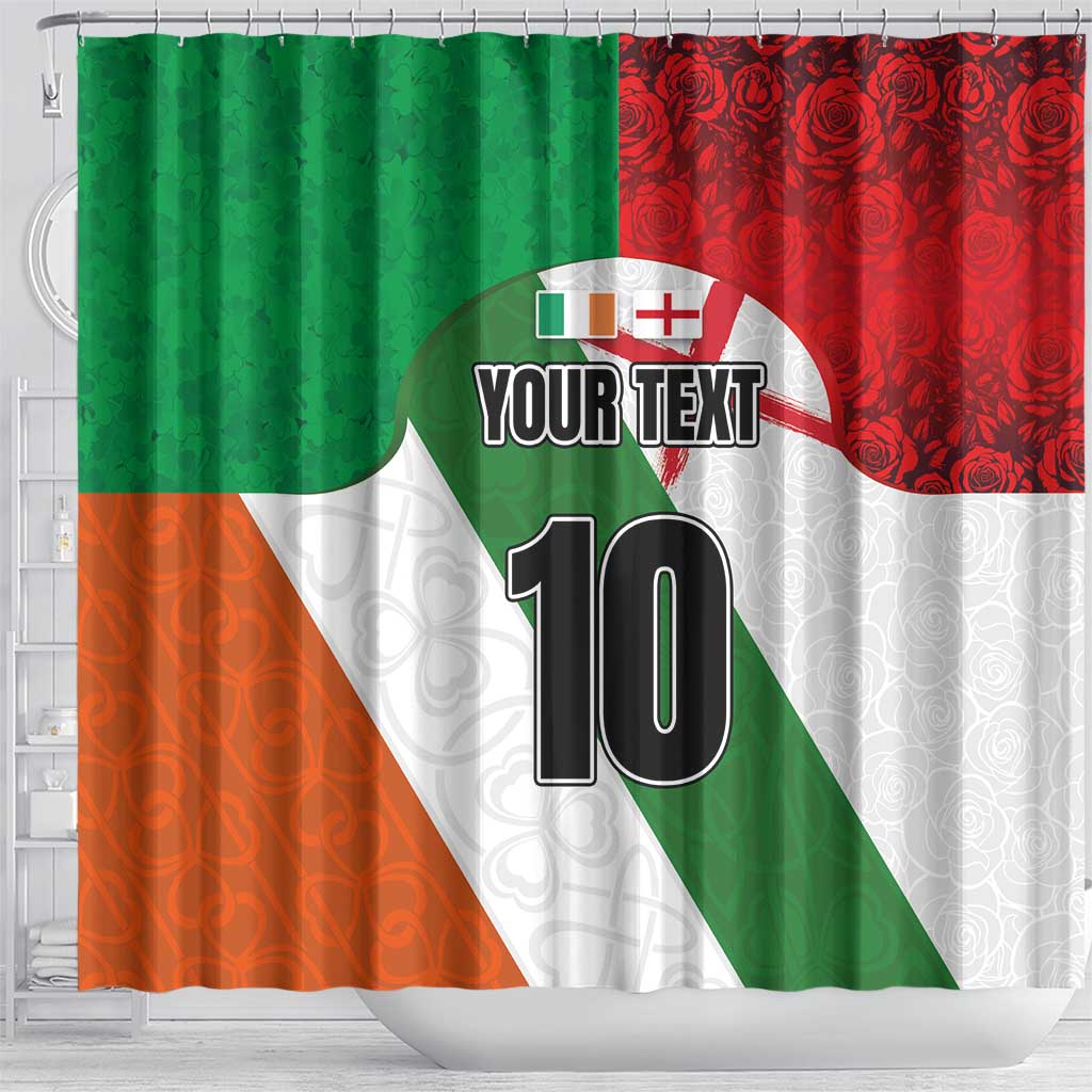 Custom Ireland and England Shower Curtain Celtic Shanrocks and Roses with Red Cross LT03