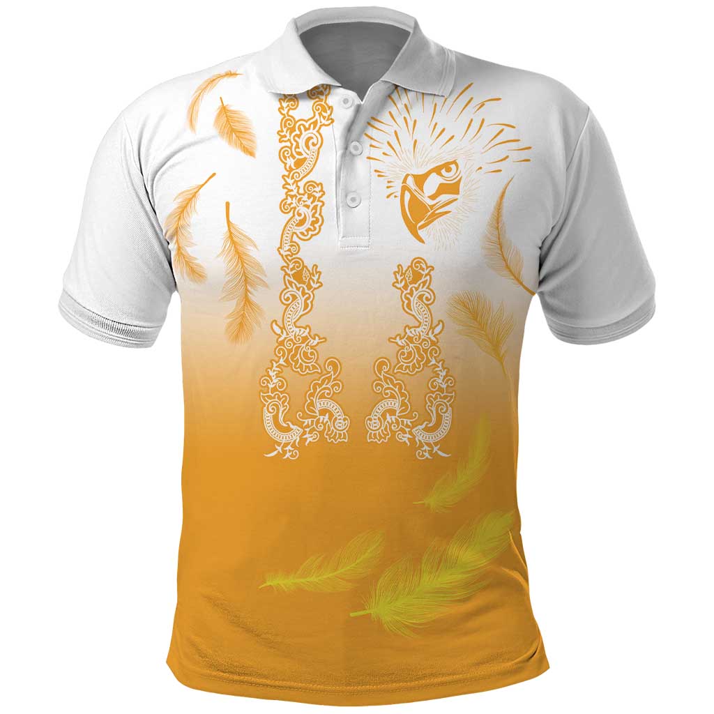 Philippines National Costume Style Polo Shirt Barong Tagalog and Eagle Feather Yellow Color LT03