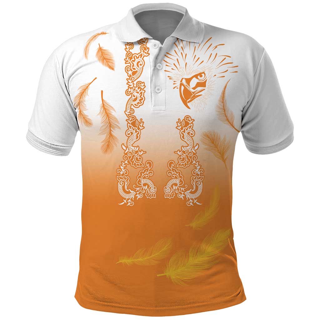 Philippines National Costume Style Polo Shirt Barong Tagalog and Eagle Feather Orange Color LT03