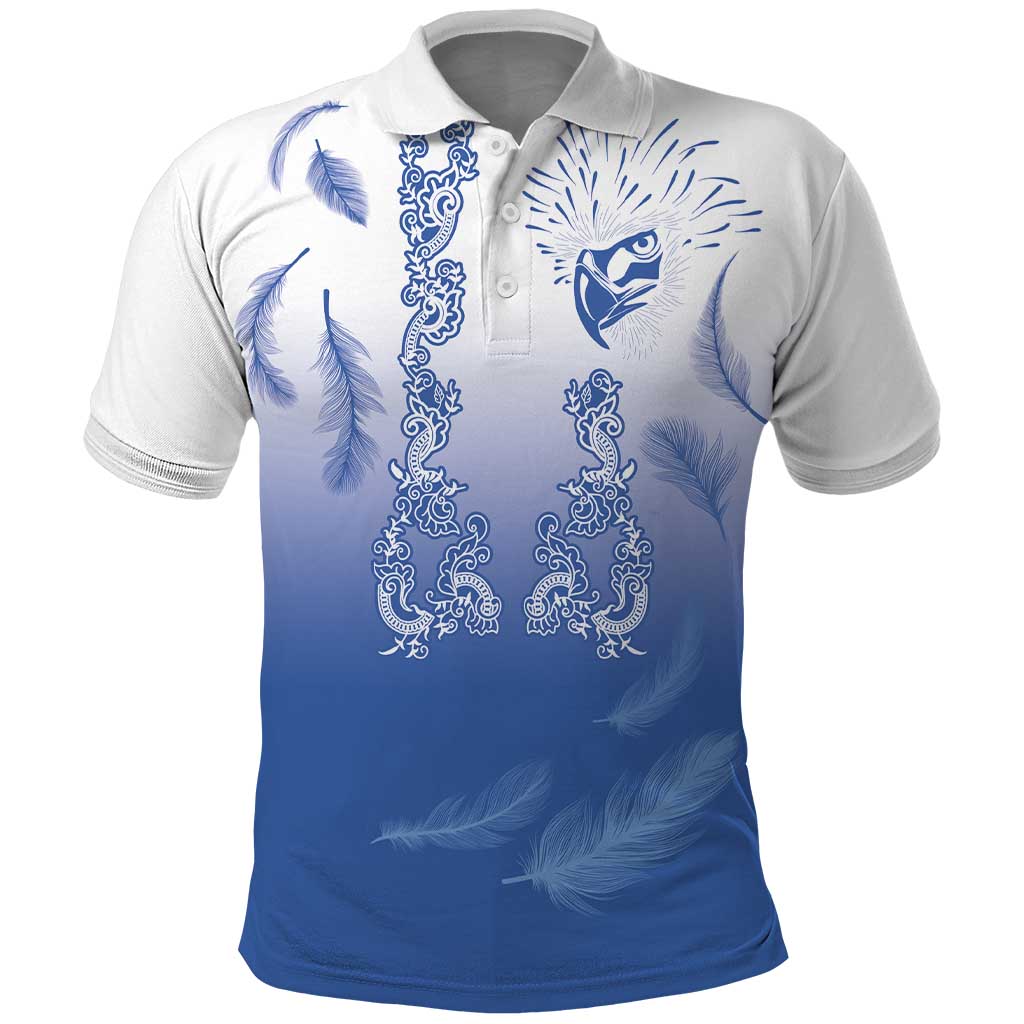 Philippines National Costume Style Polo Shirt Barong Tagalog and Eagle Feather Blue Color LT03