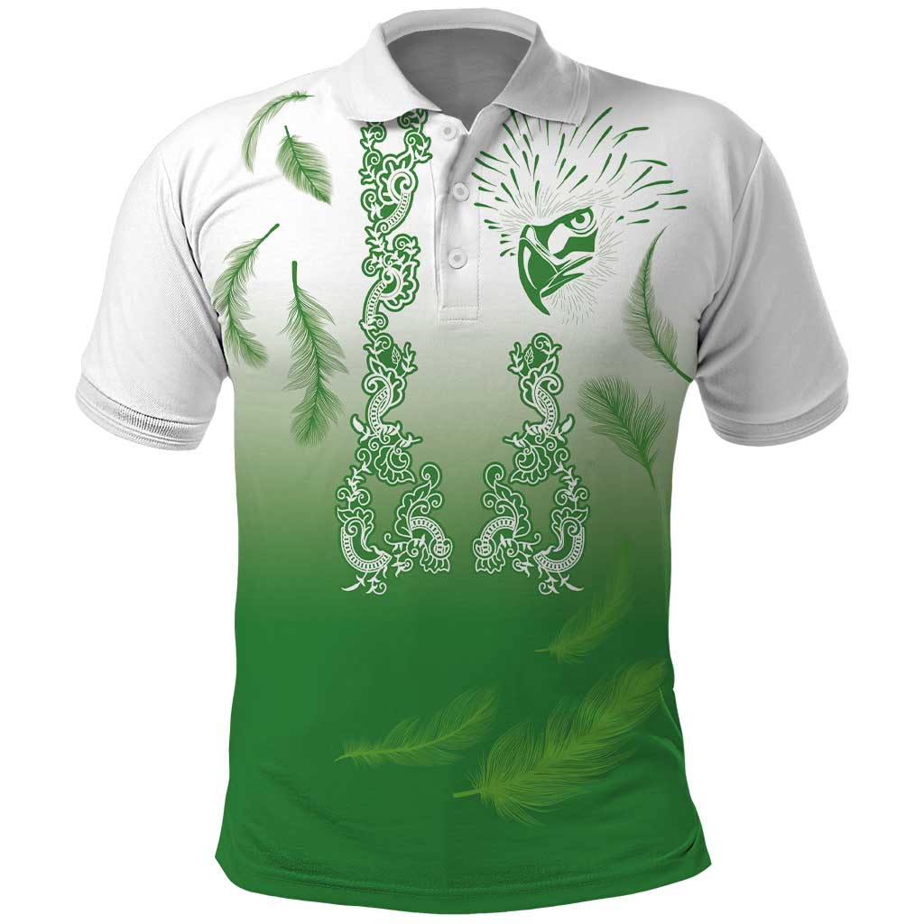 Philippines National Costume Style Polo Shirt Barong Tagalog and Eagle Feather Green Color LT03