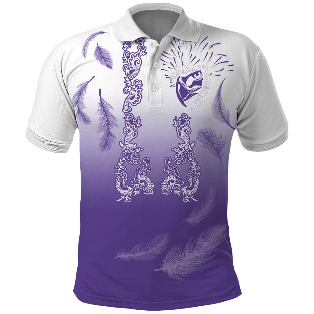 Philippines National Costume Style Polo Shirt Barong Tagalog and Eagle Feather Purple Color LT03
