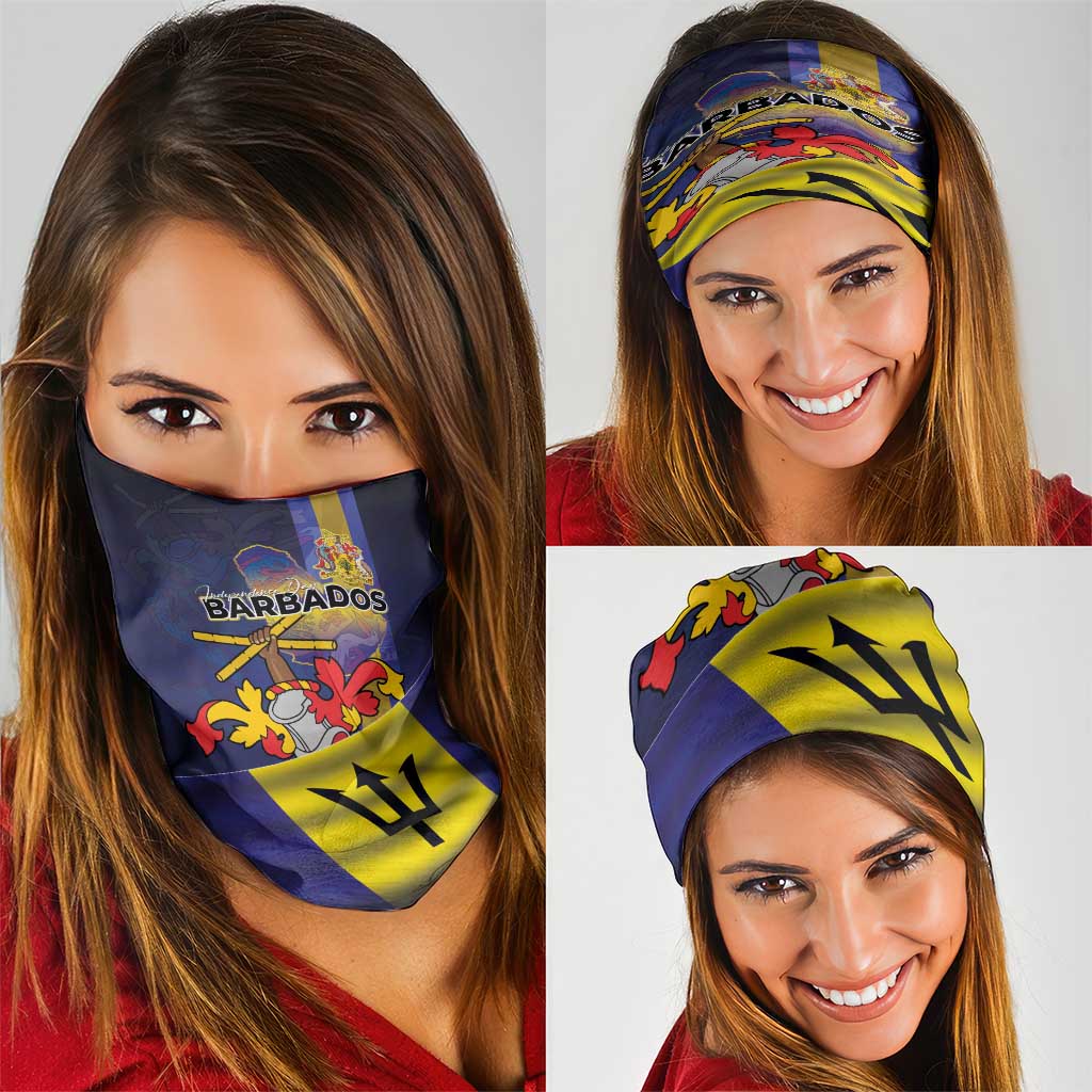 Barbados Independence Day Neck Gaiter Coat of Arms with Freedom Emblems LT03
