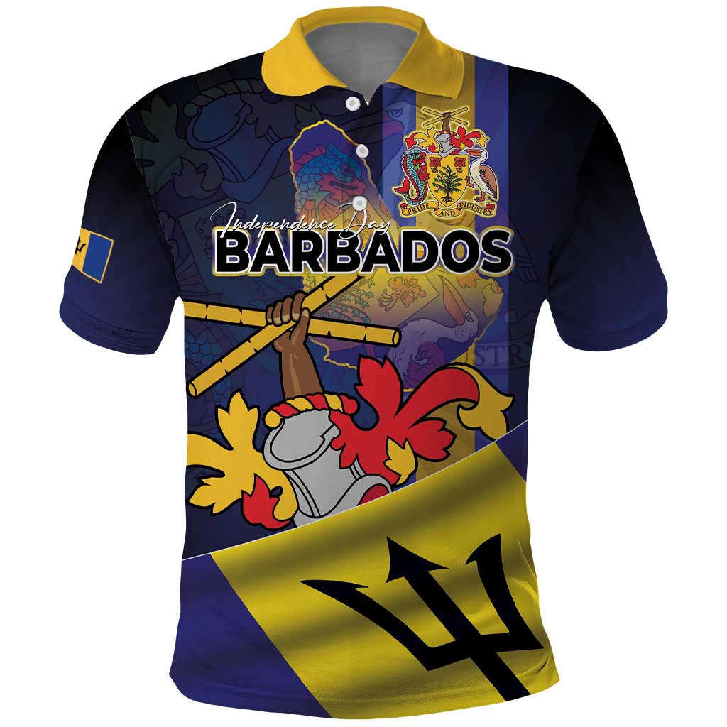 Barbados Independence Day Polo Shirt Coat of Arms with Freedom Emblems LT03