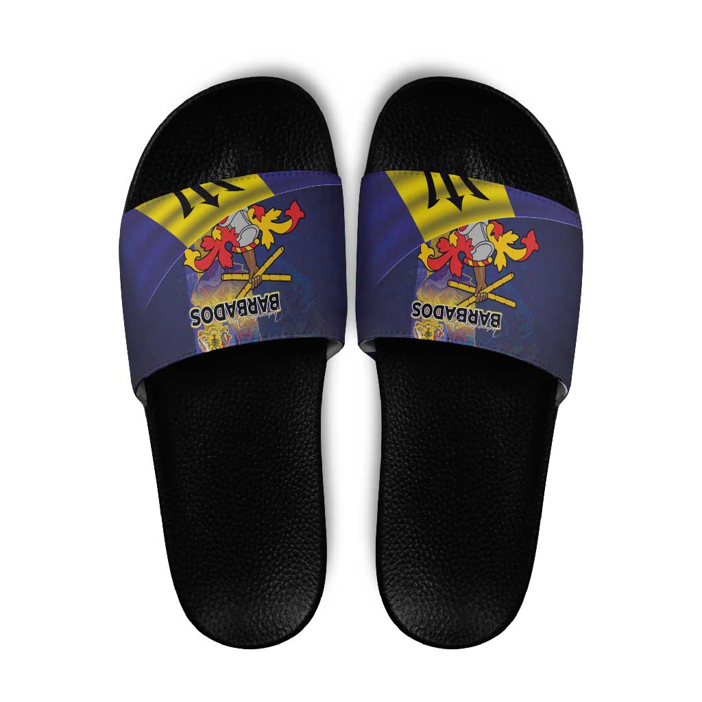 Barbados Independence Day Slide Sandals Coat of Arms with Freedom Emblems LT03