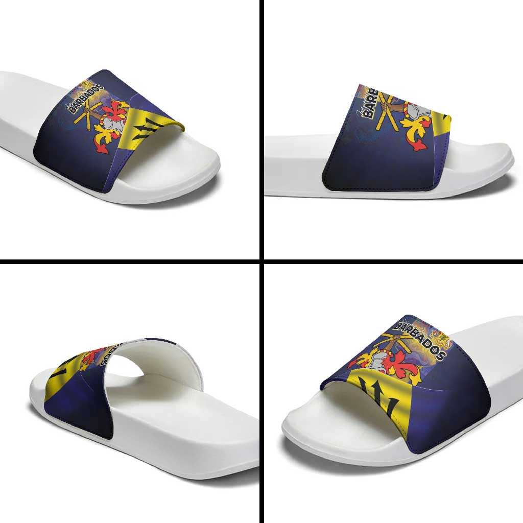 Barbados Independence Day Slide Sandals Coat of Arms with Freedom Emblems LT03