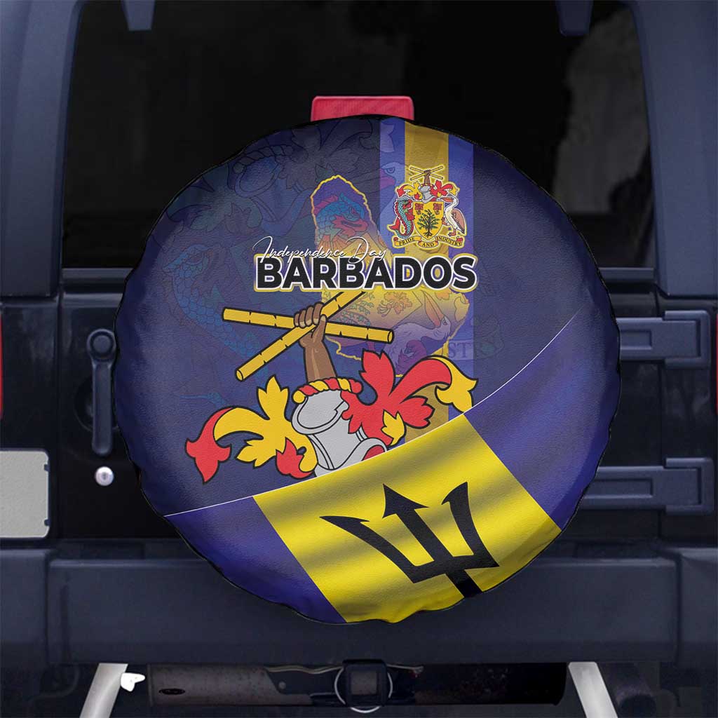 Barbados Independence Day Spare Tire Cover Coat of Arms with Freedom Emblems LT03