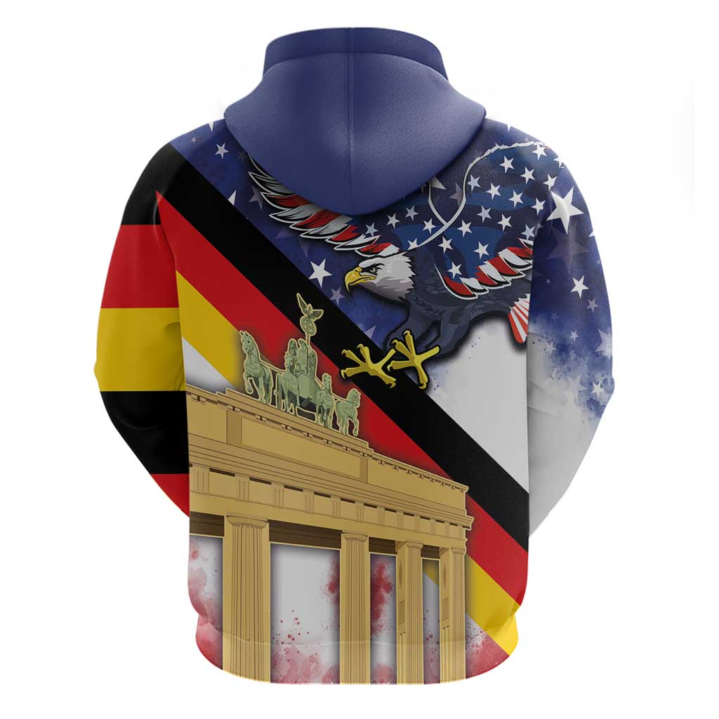 German American Heritage Month Hoodie United States Eagle and Brandenburg Gate with National Flag LT03