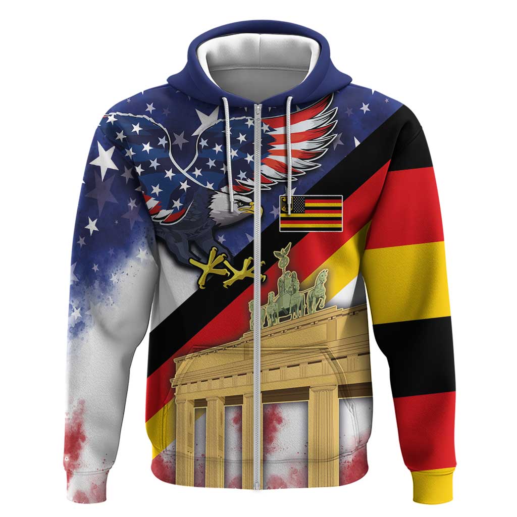 German American Heritage Month Hoodie United States Eagle and Brandenburg Gate with National Flag LT03