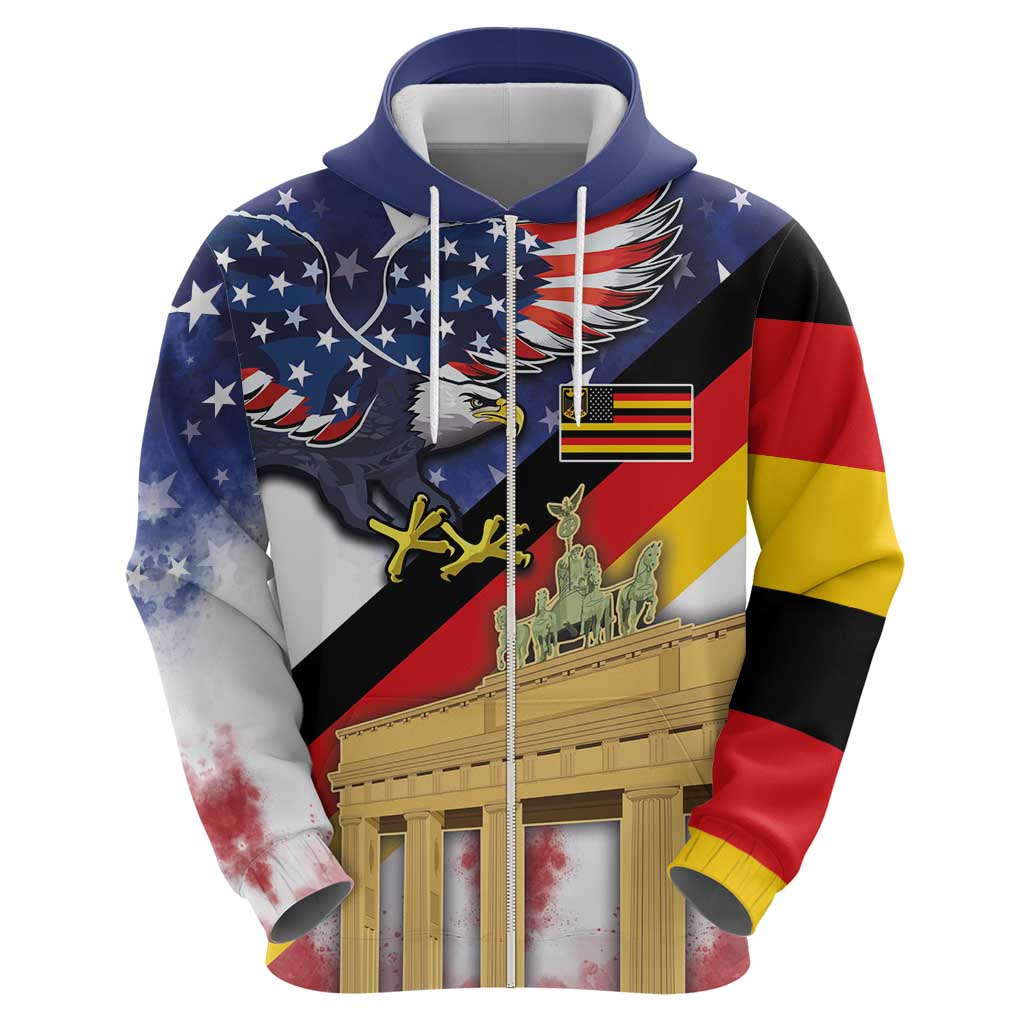 German American Heritage Month Hoodie United States Eagle and Brandenburg Gate with National Flag LT03