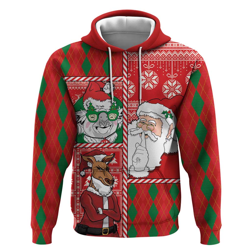 Australian Christmas Hoodie - Santa Koala Kangaroo and Holiday Cheer LT03