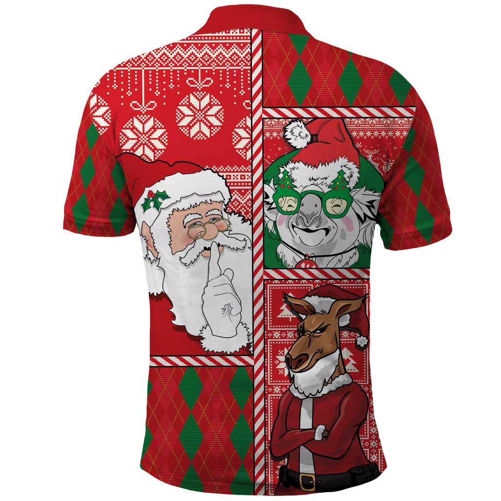 Australian Christmas Polo Shirt - Santa Koala Kangaroo and Holiday Cheer LT03