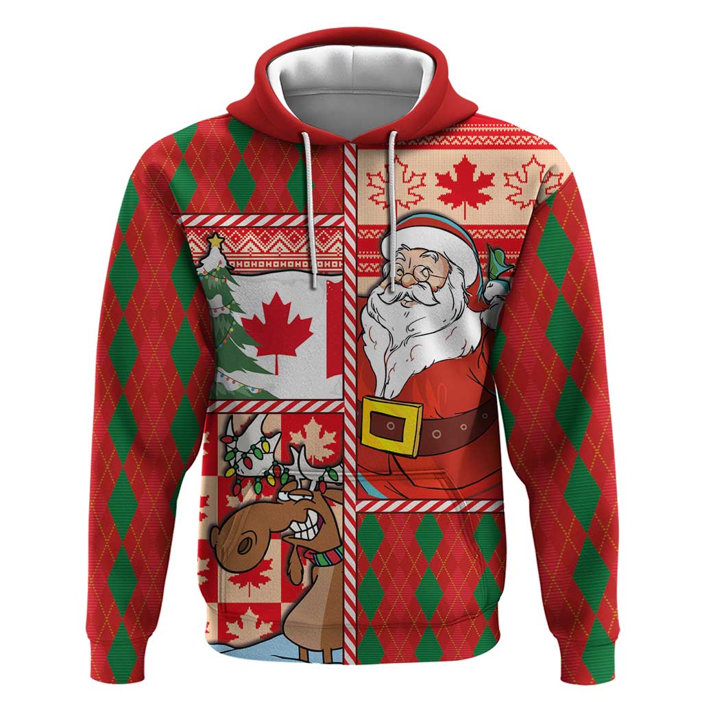 Canadian Christmas Hoodie A Merry Xmas Santa and Funny Moose LT03