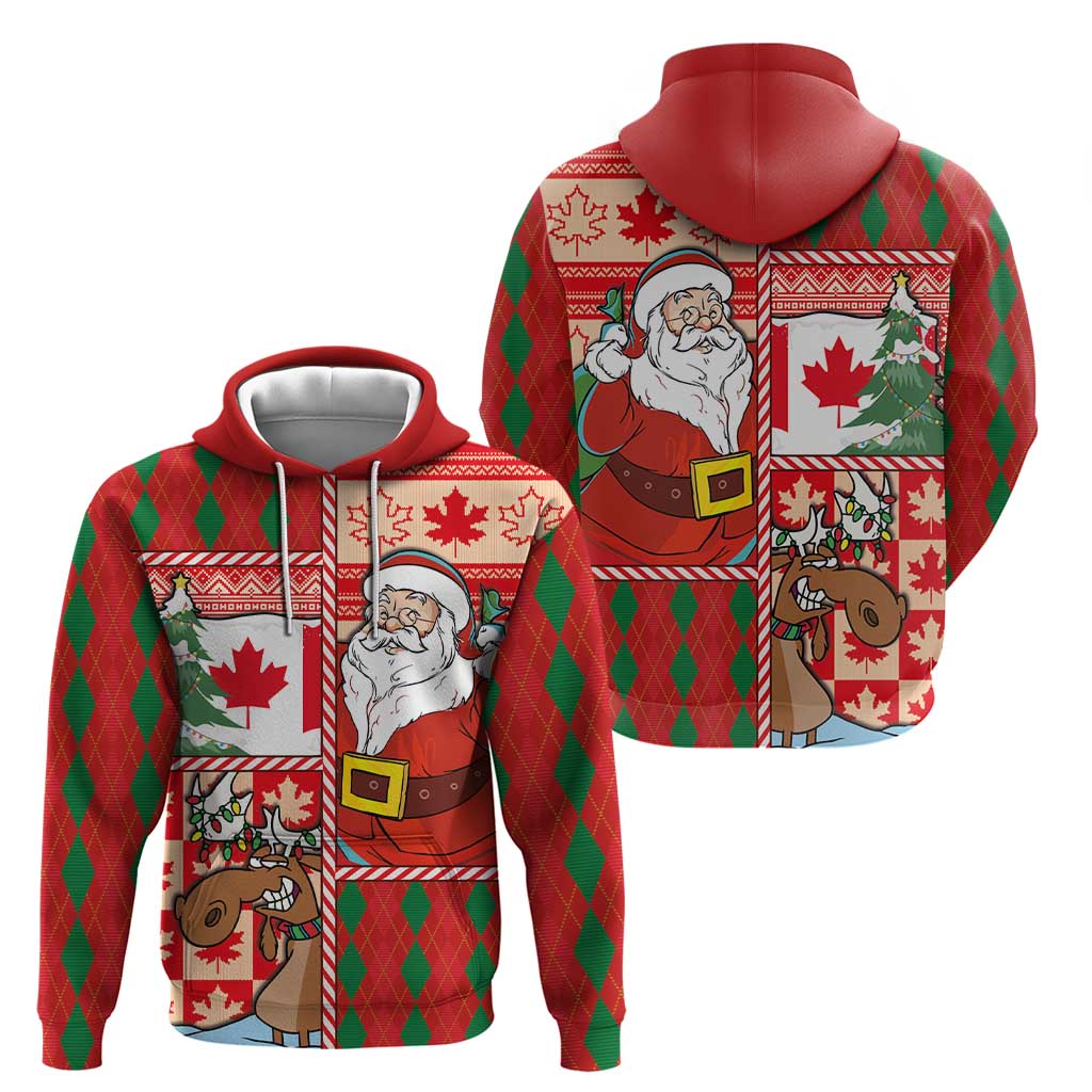 Canadian Christmas Hoodie A Merry Xmas Santa and Funny Moose LT03
