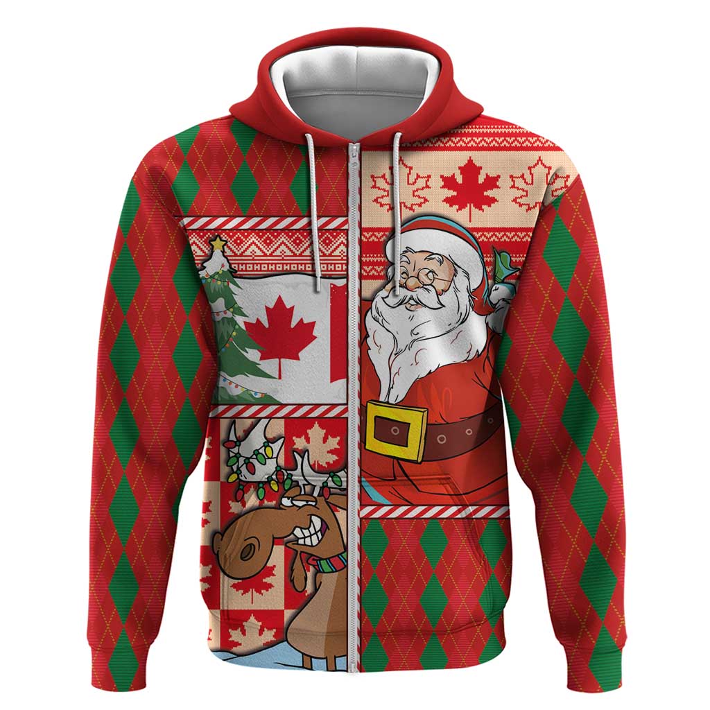 Canadian Christmas Hoodie A Merry Xmas Santa and Funny Moose LT03
