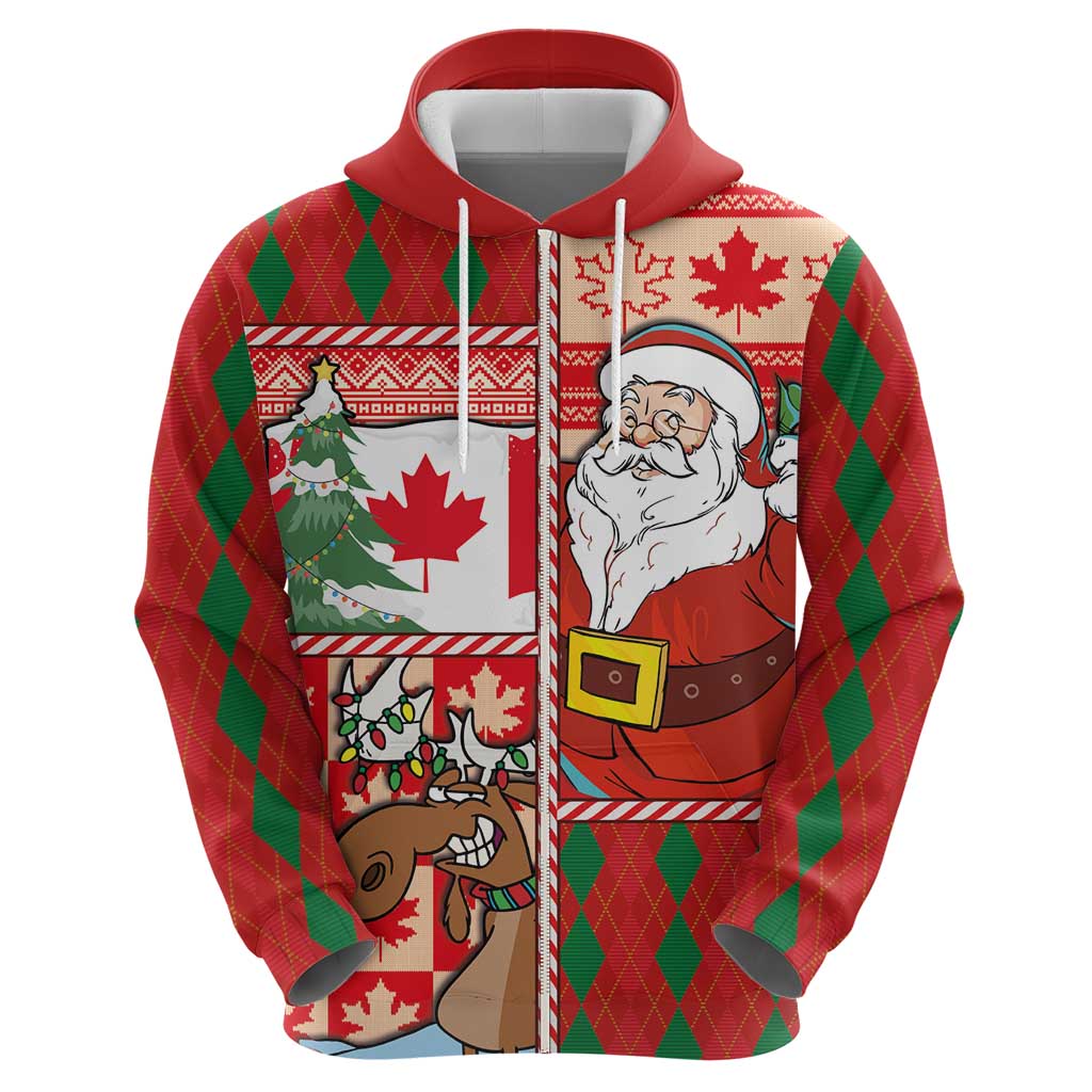 Canadian Christmas Hoodie A Merry Xmas Santa and Funny Moose LT03