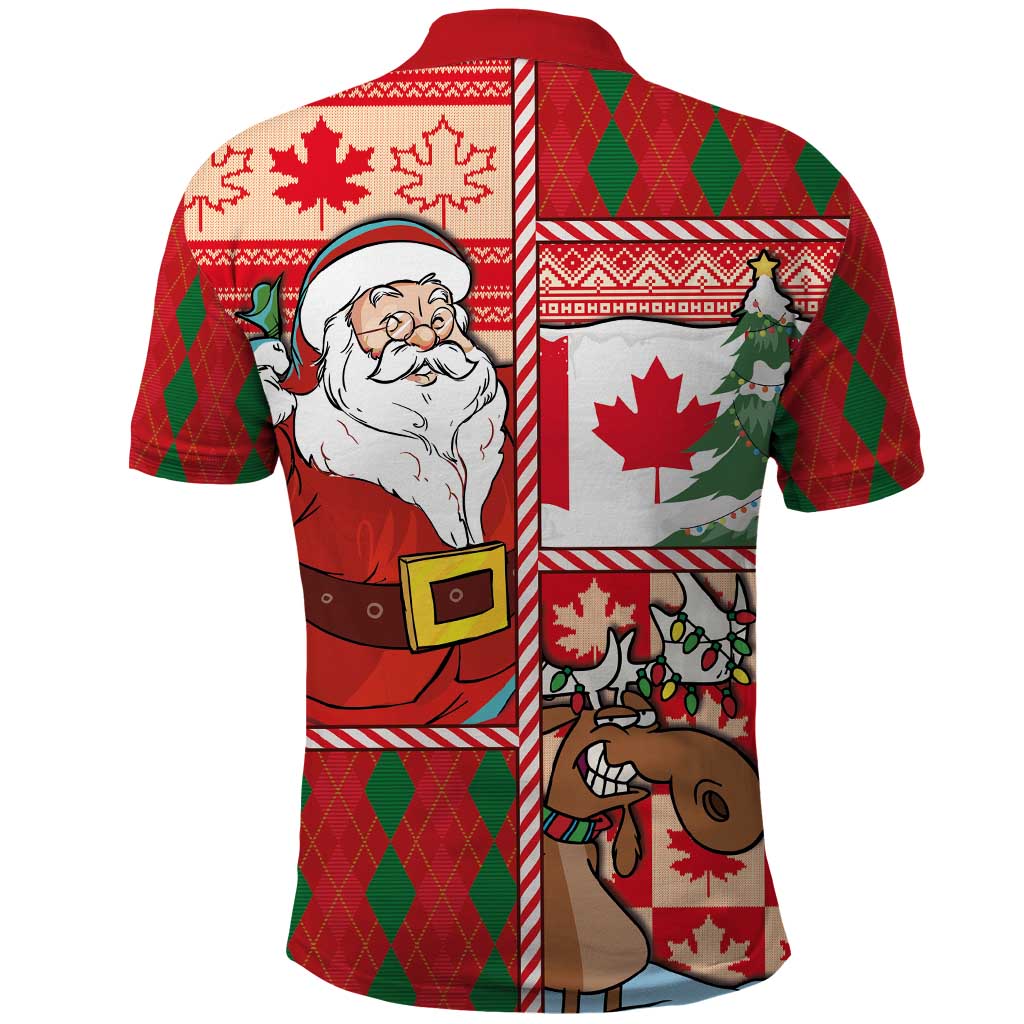 Canadian Christmas Polo Shirt A Merry Xmas Santa and Funny Moose LT03