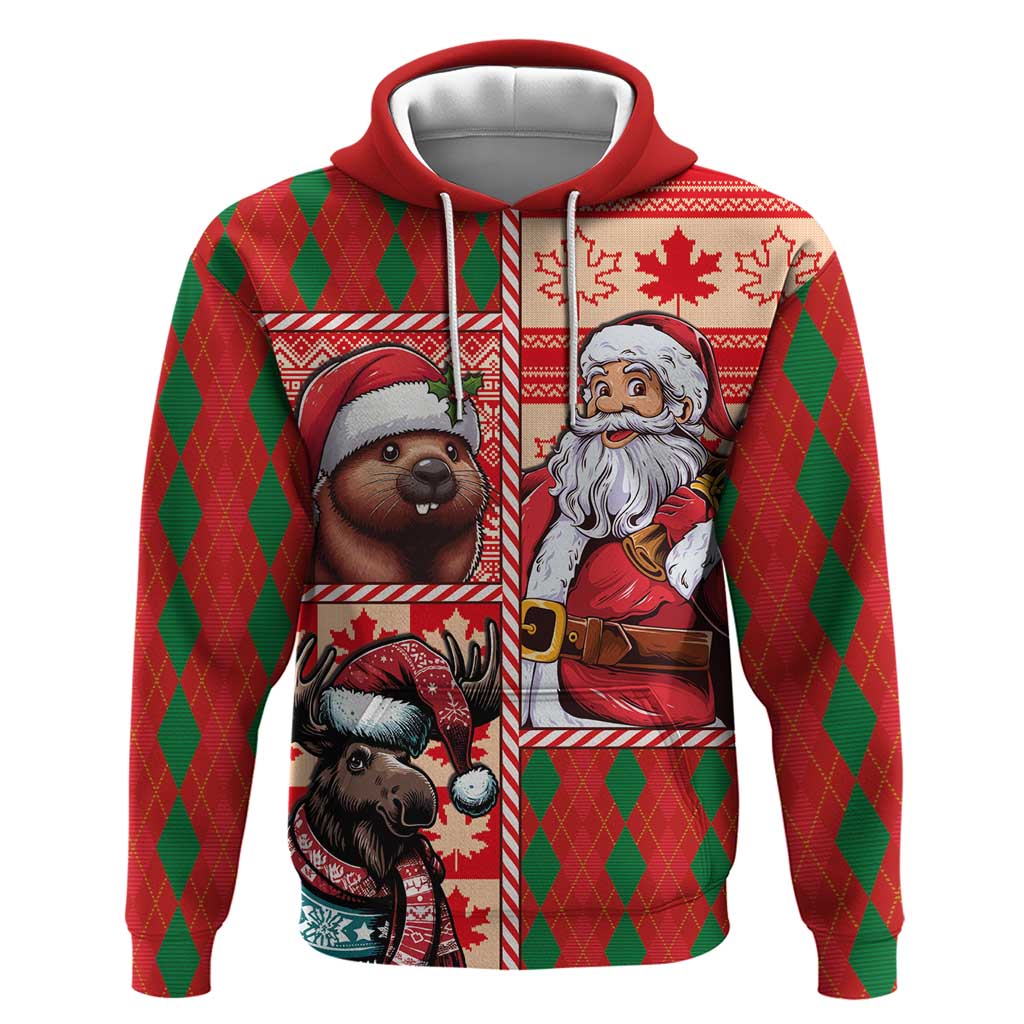 Canadian Christmas Hoodie Santa Hoho Holiday - A Beaver and Moose LT03