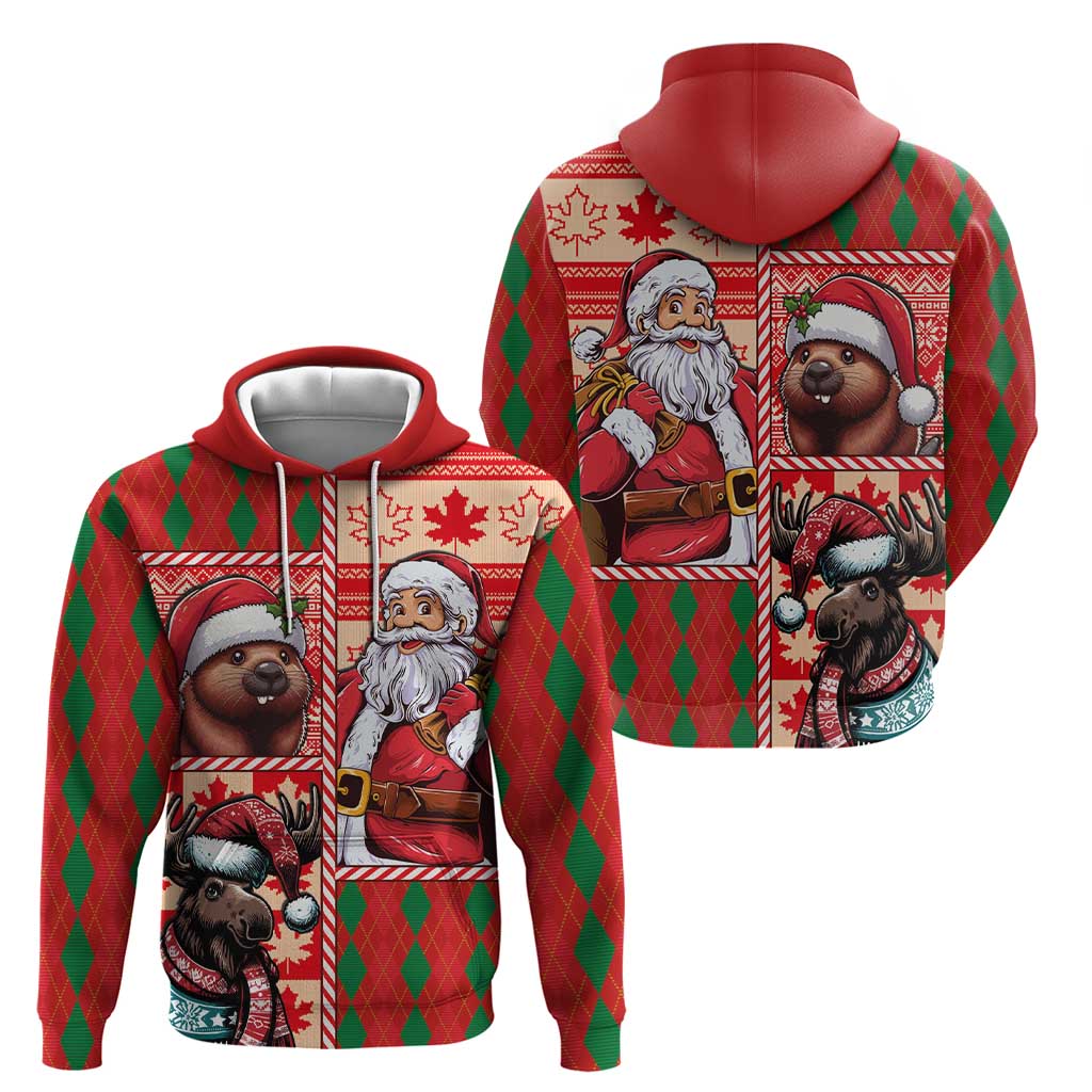 Canadian Christmas Hoodie Santa Hoho Holiday - A Beaver and Moose LT03
