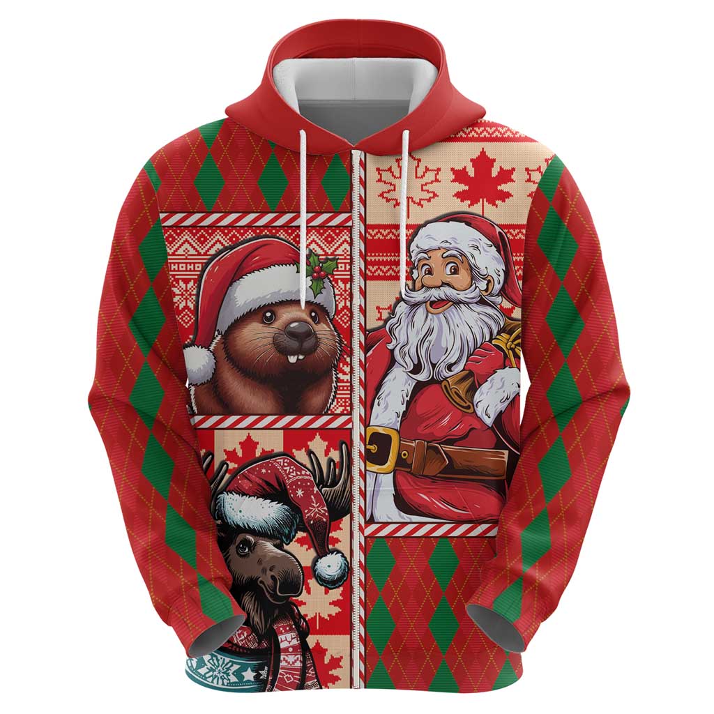 Canadian Christmas Hoodie Santa Hoho Holiday - A Beaver and Moose LT03
