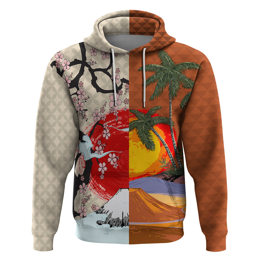 Japanese Culture Hawaii Style Hoodie Mauna Kea and Fuji Mountains LT03