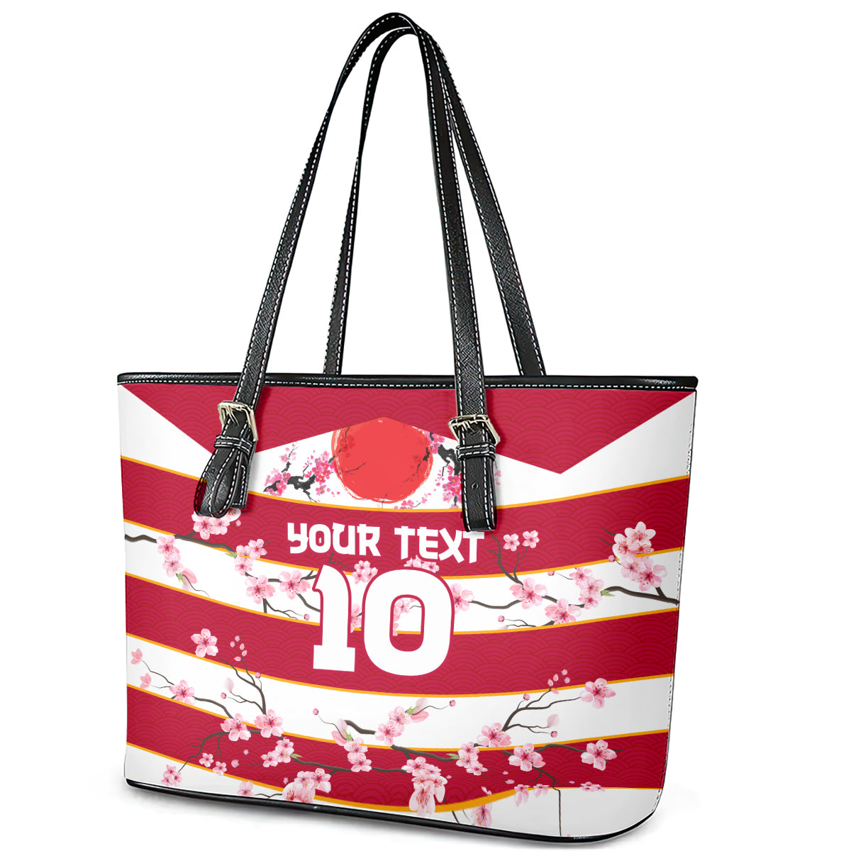 Custom Japan Rugby Leather Tote Bag Sakura Blossom Go Champion 2024 LT03