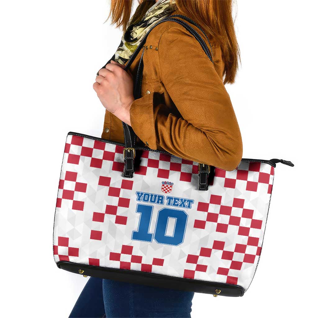 Custom Croatia Football 2024 Go Champion Leather Tote Bag LT03