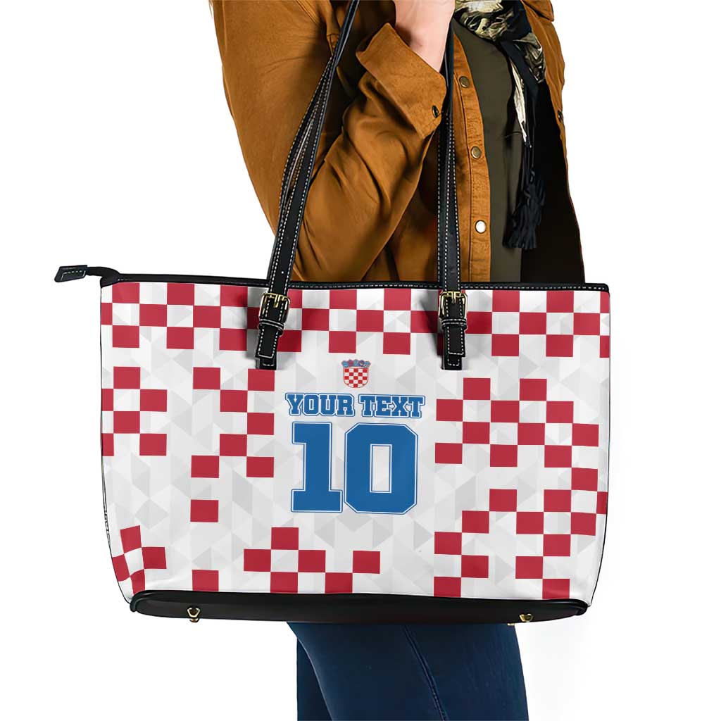 Custom Croatia Football 2024 Go Champion Leather Tote Bag LT03