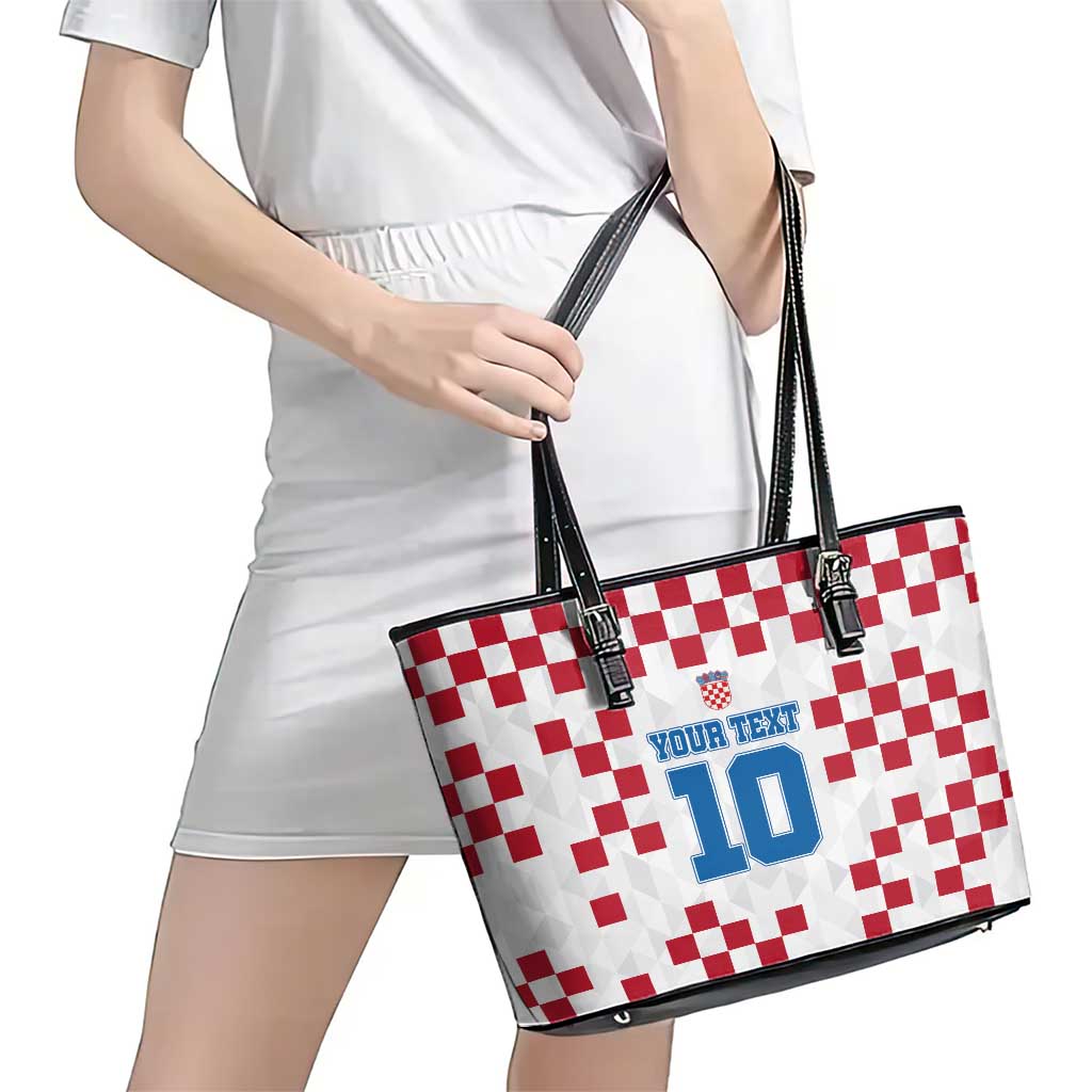 Custom Croatia Football 2024 Go Champion Leather Tote Bag LT03