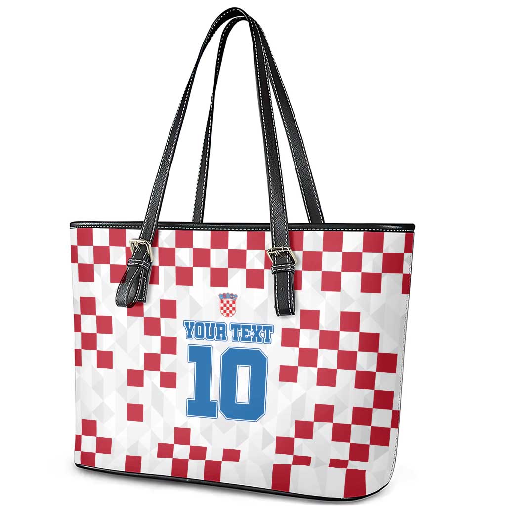 Custom Croatia Football 2024 Go Champion Leather Tote Bag LT03