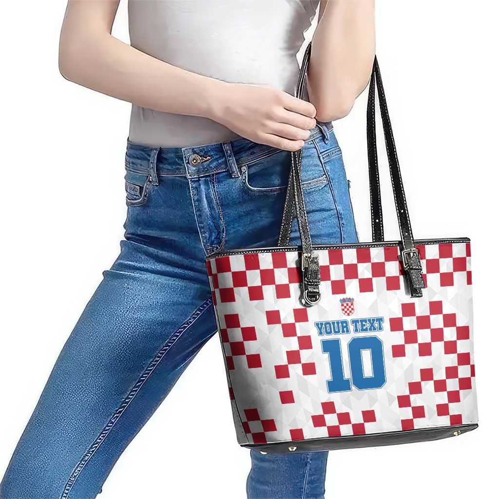 Custom Croatia Football 2024 Go Champion Leather Tote Bag LT03