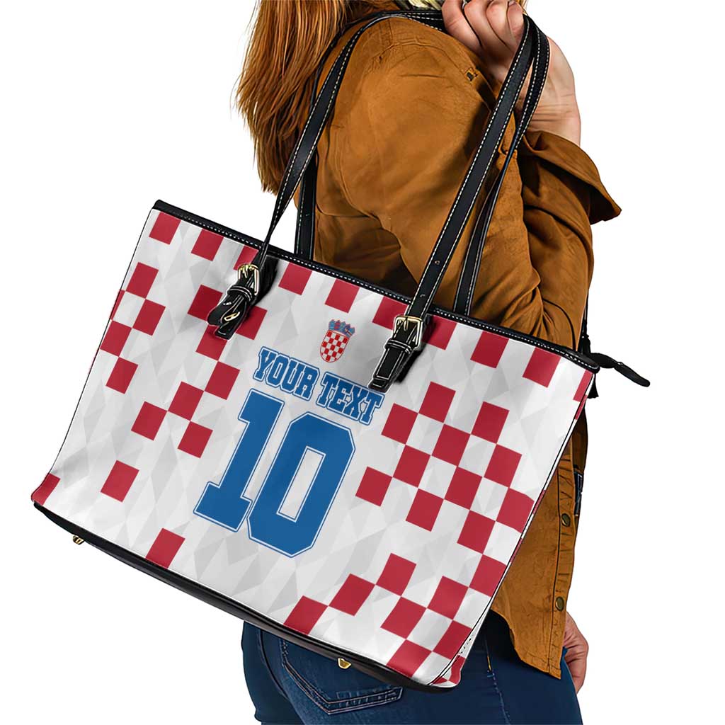 Custom Croatia Football 2024 Go Champion Leather Tote Bag LT03