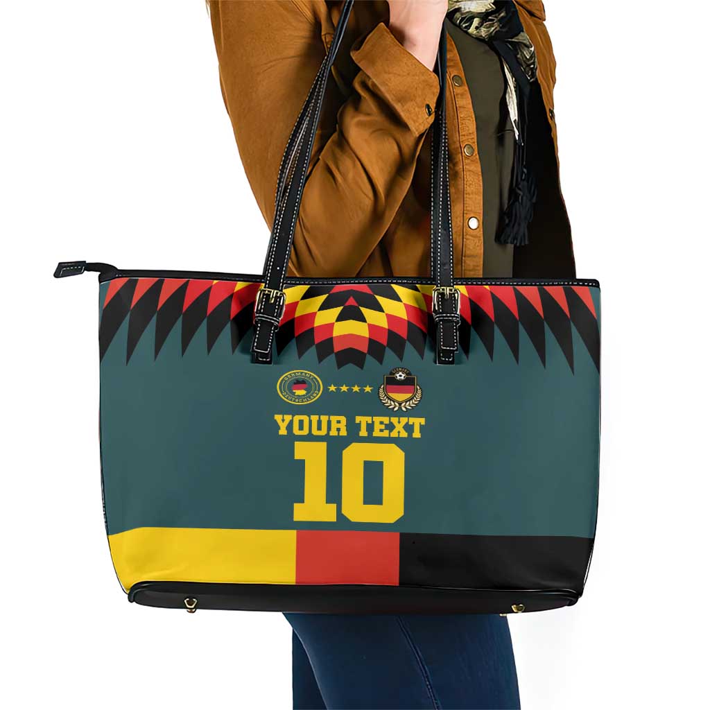 Custom Germany Football 2024 Go Champion Leather Tote Bag Design 90s Style Away Color LT03