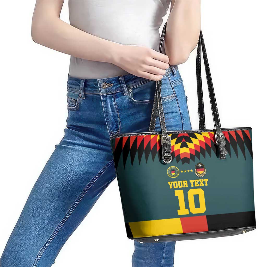 Custom Germany Football 2024 Go Champion Leather Tote Bag Design 90s Style Away Color LT03