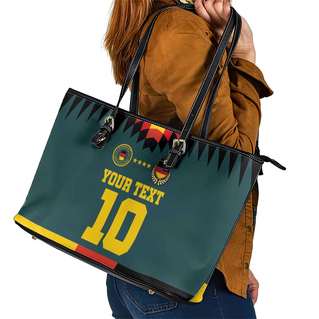 Custom Germany Football 2024 Go Champion Leather Tote Bag Design 90s Style Away Color LT03