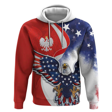 Polish American Heritage Month Hoodie USA Eagle and Poland Eagle with National Flag LT03