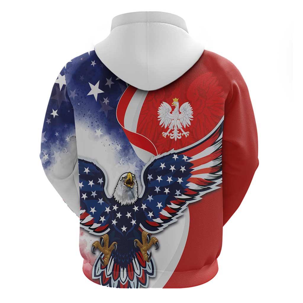 Polish American Heritage Month Hoodie USA Eagle and Poland Eagle with National Flag LT03